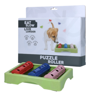 Eat Slow Live Longer Puzzle Roller | Dog Puzzle | Recycled Plastic and Wood Fibers